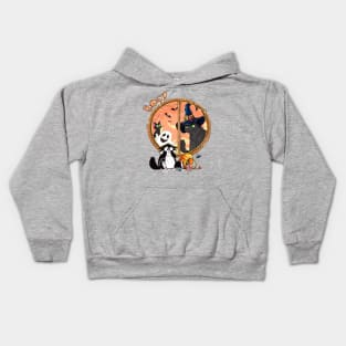 Boo! Halloween window and cute cats Kids Hoodie